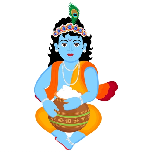 Balkrishna Theme Sitting Krishna with Butter Pot Transparent Sticker